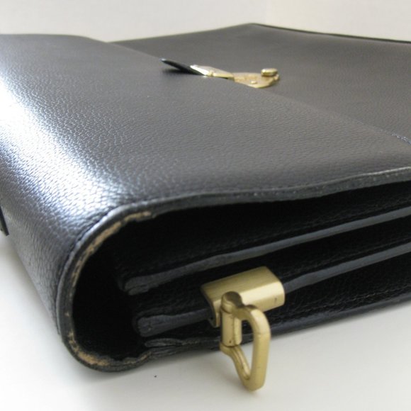 *Authentic* Bally Bags l Men's Classic Briefcase Genuine Leather Pebbled Black - Picture 14 of 16